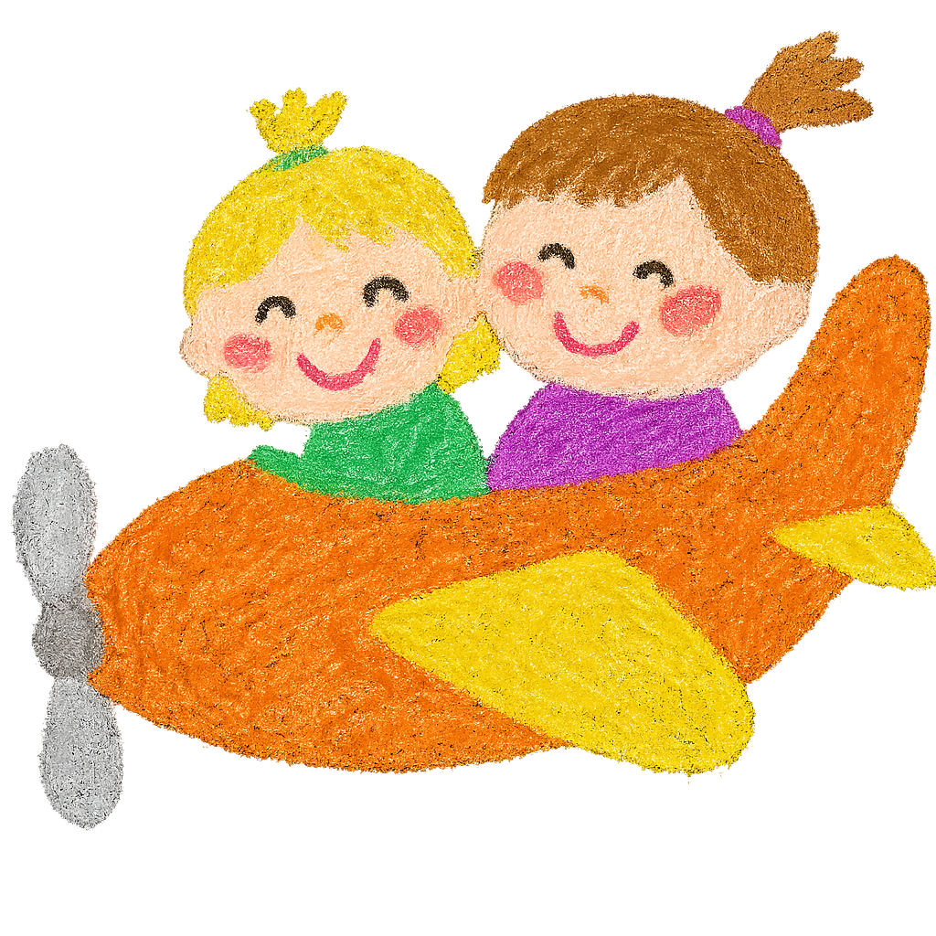 Two girls in airplane