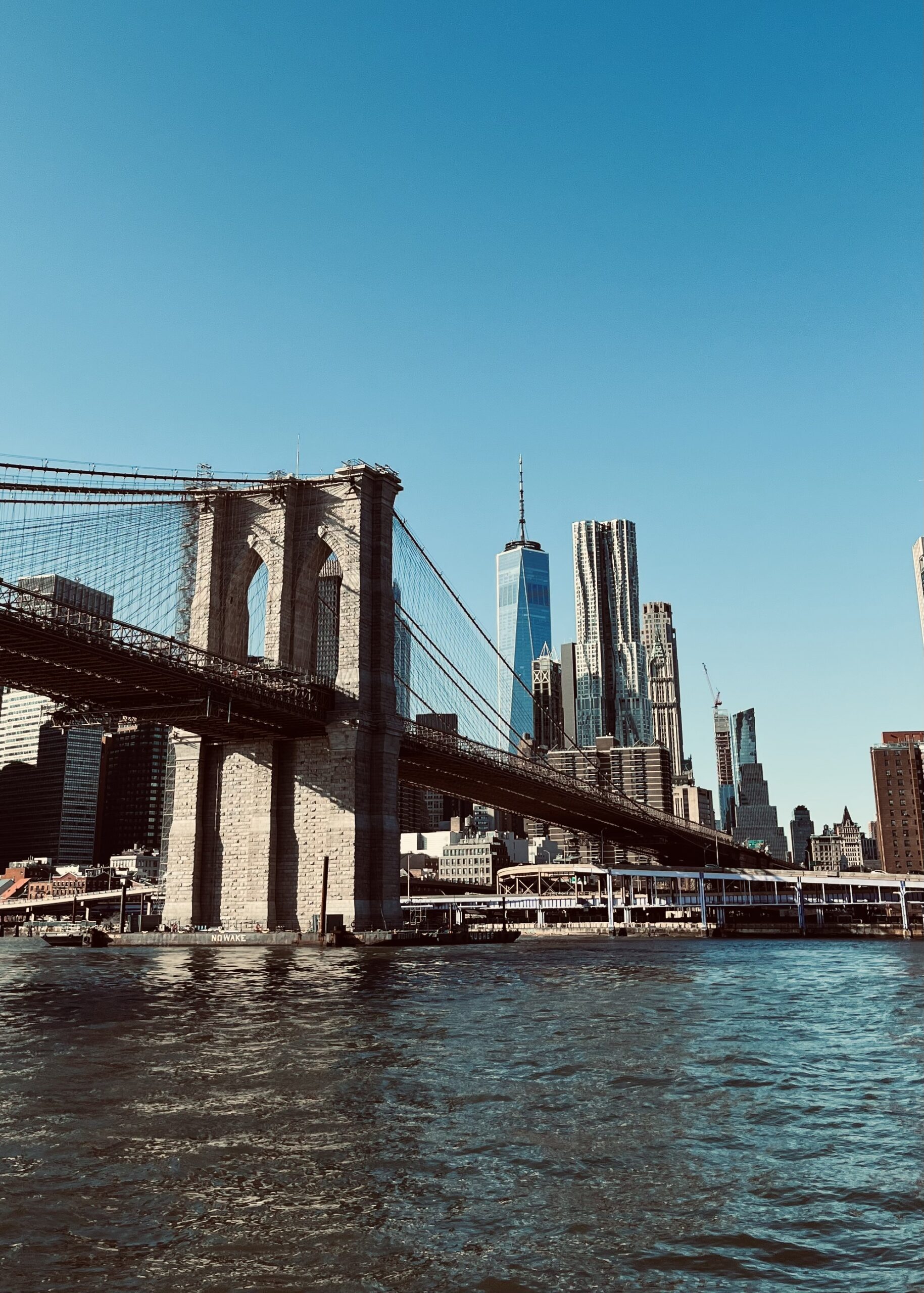Visiting Brooklyn Bridge in Manhattan, New York, USA
