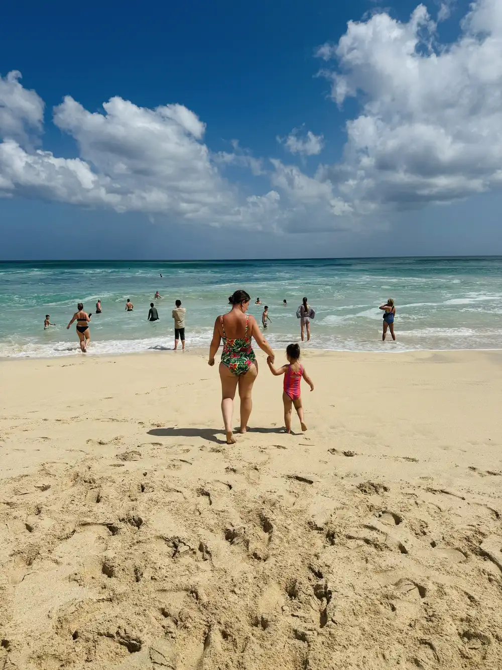 Mother and daughter at Dreamland Beach in Uluwatu, Bali