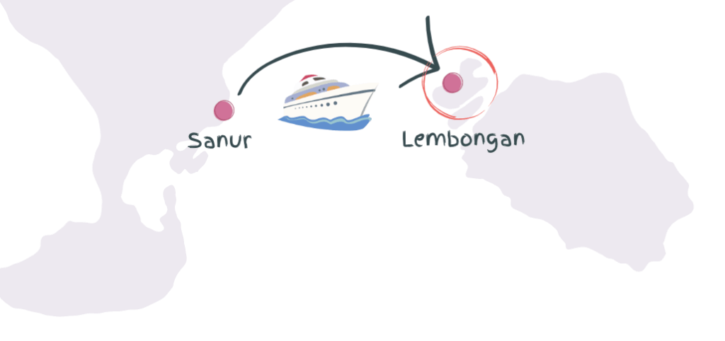 Map to show how to get to lembongan from Bali