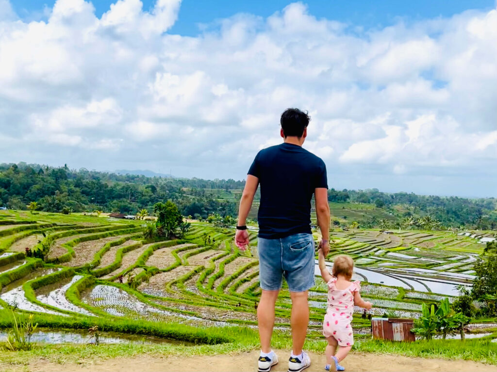 Tripje naar Jatiluwih rijstvelden met een baby op Bali