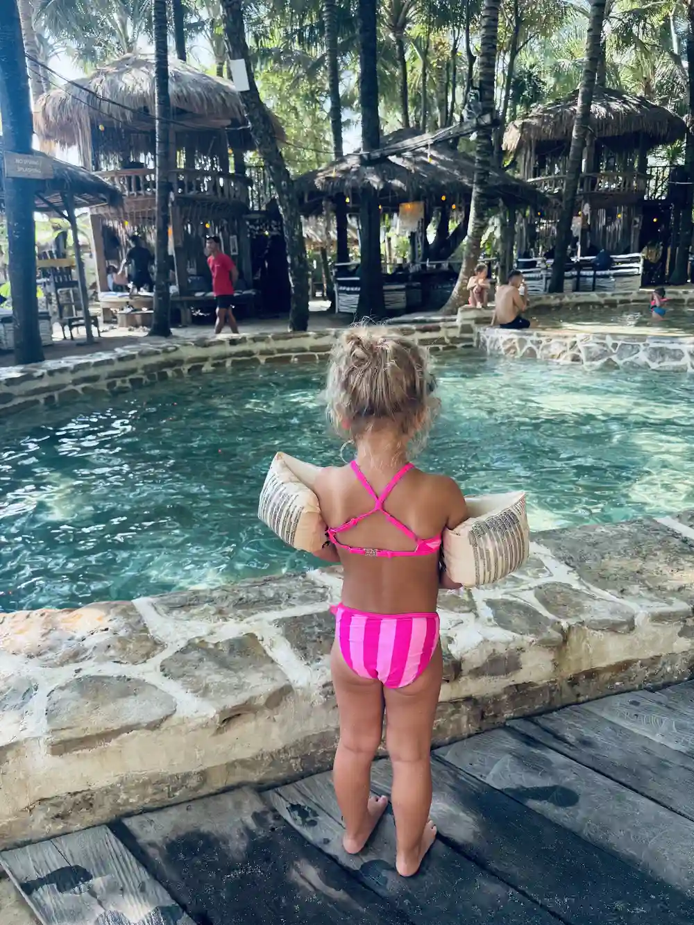 Daughter enjoying the kids’ pool at La Brisa Beach Club in Canggu, Bali