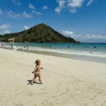 Child playing on Selong Belanak Beach in South Lombok