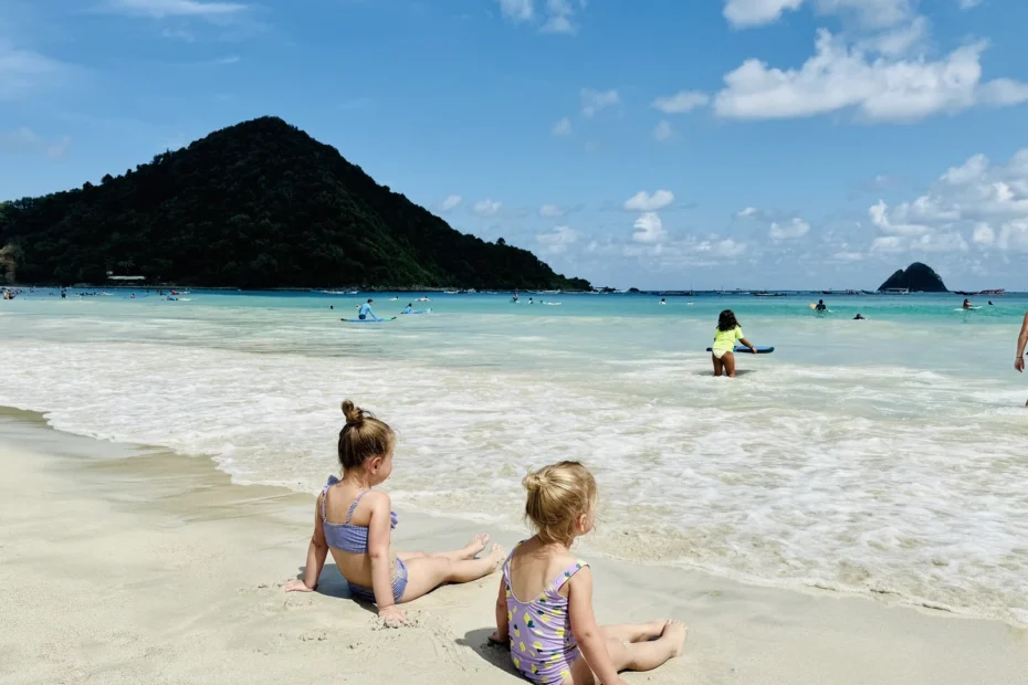 Kids playing at Selong Belanak Beach in Lombok