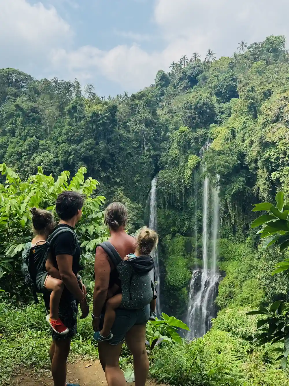 Visiting Sekumpul waterfall with kids on a tour from Lovina