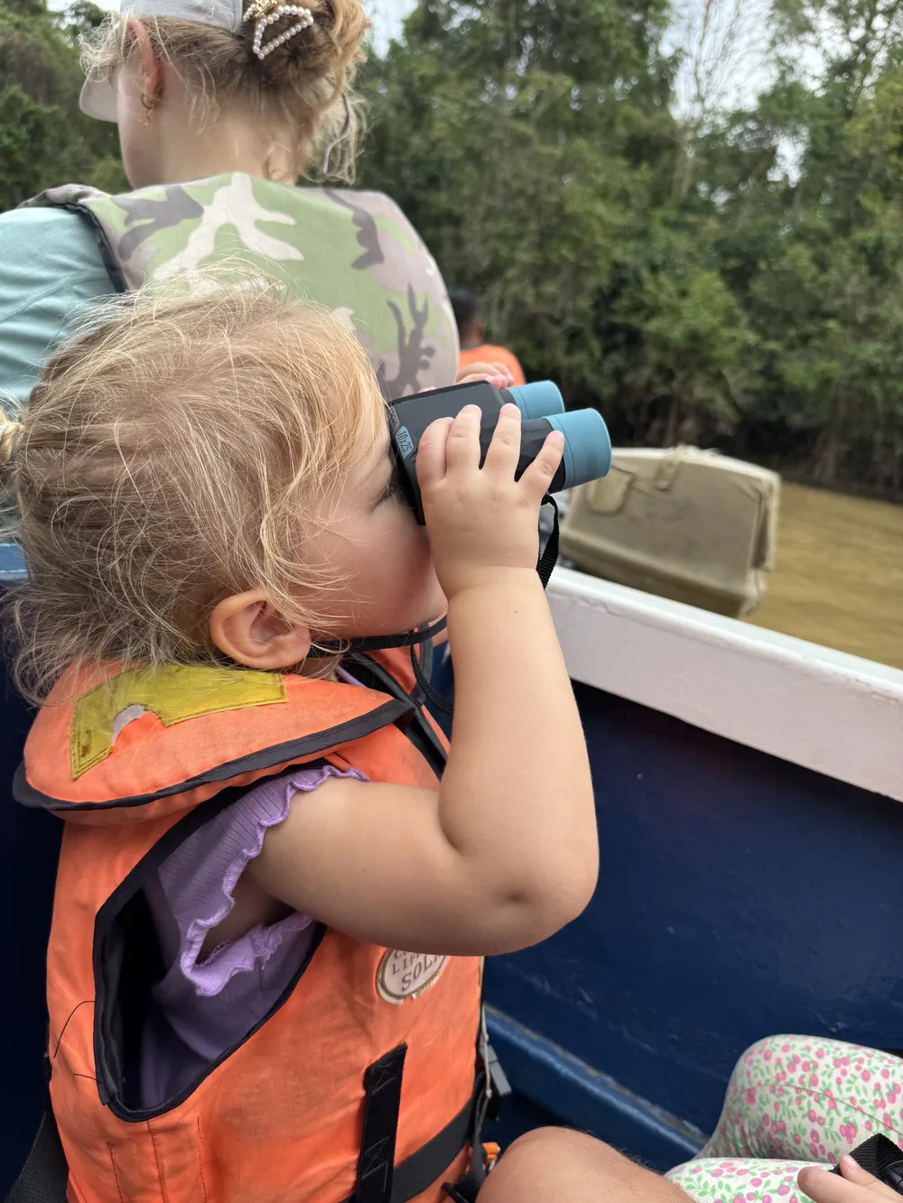 Binoculars for a toddler on the kinabatangan river