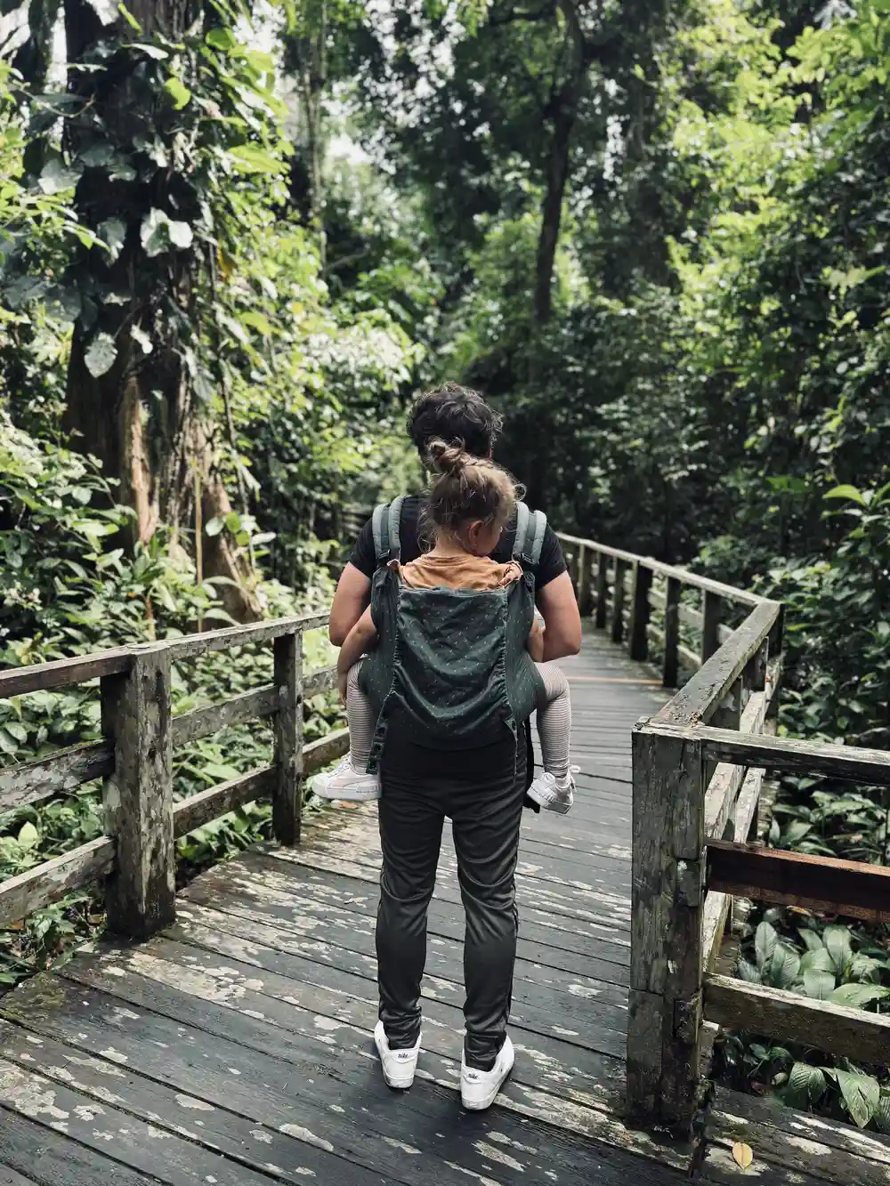 Visiting Sepilok in Malaysia using a baby carrier for our kids
