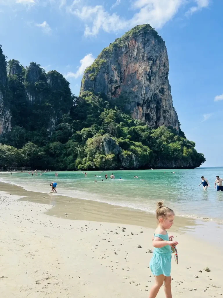 Railay beach in Aonang, Thailand with a Toddler
