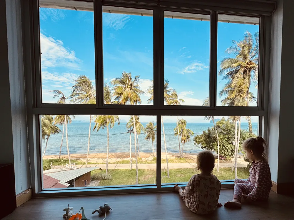 View from our villa in Koh Yao Noi with kids