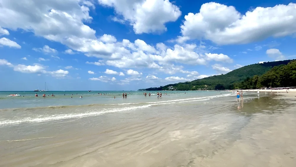Family-friendly beach in Phuket Thailand with gentle swimming conditions