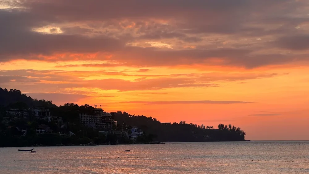 Watching sunset in Kamala with kids