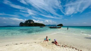 Kids playing on Tub Island during a family island tour from Ao Nang, Thailand