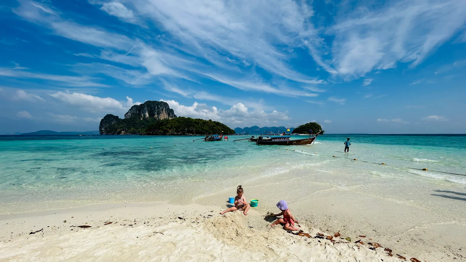 Kids playing on Tub Island during a family island tour from Ao Nang, Thailand