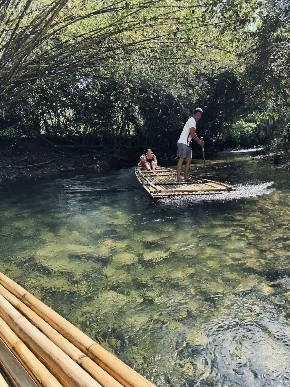 Bamboo rafting with our daughters in Khao Lak, Thailand