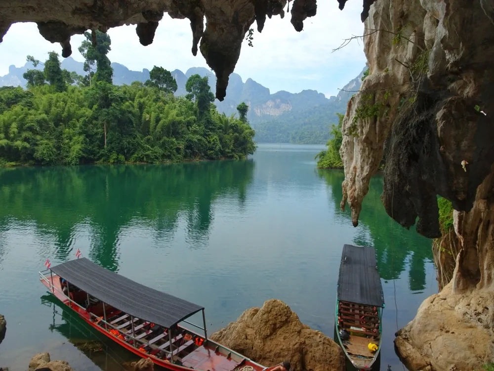 View from a cave in Khao Sok national park