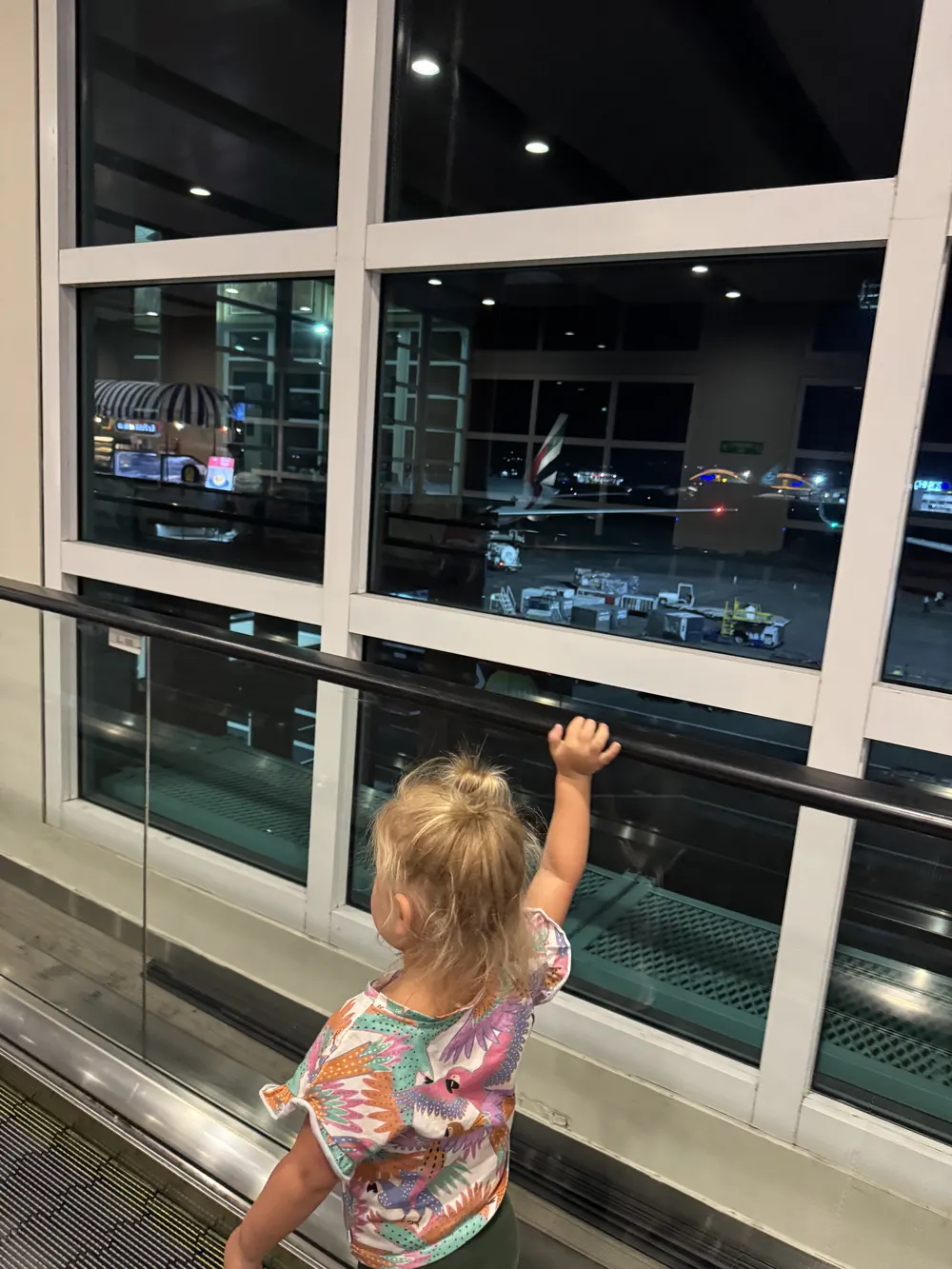 Toddler waiting to board the aircraft