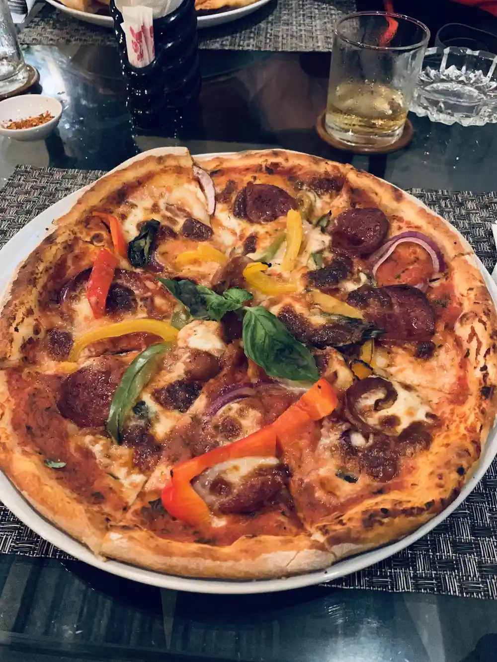 Restaurant pizza on Koh Samui, Thailand showing the variety of food options for families