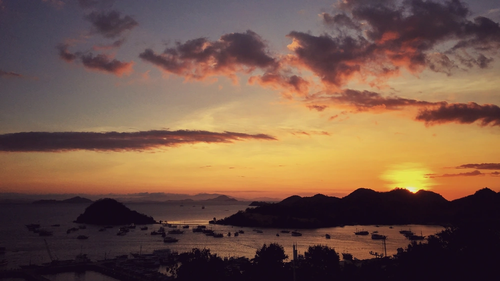 Drone view of islands near Labuan Bajo Komodo boat trip