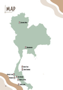 Map of areas covered in the Thailand Family Travel Guide