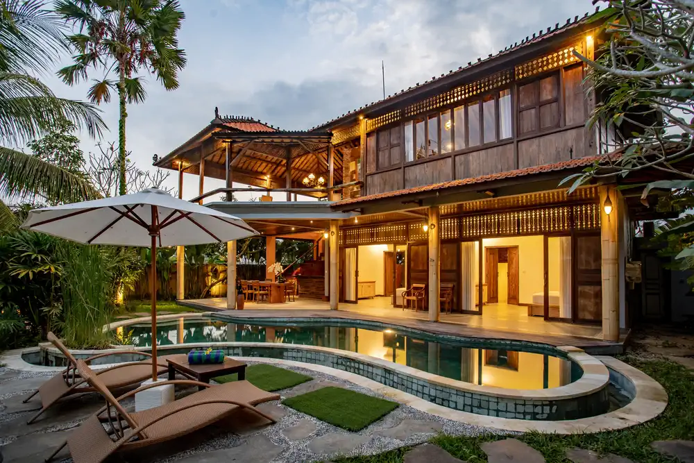 exterior view of Arya Arkananta Resort & Spa family resort near Ubud Bali