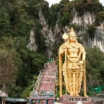Colorful stairs and temple entrance at Batu Caves near Kuala Lumpur