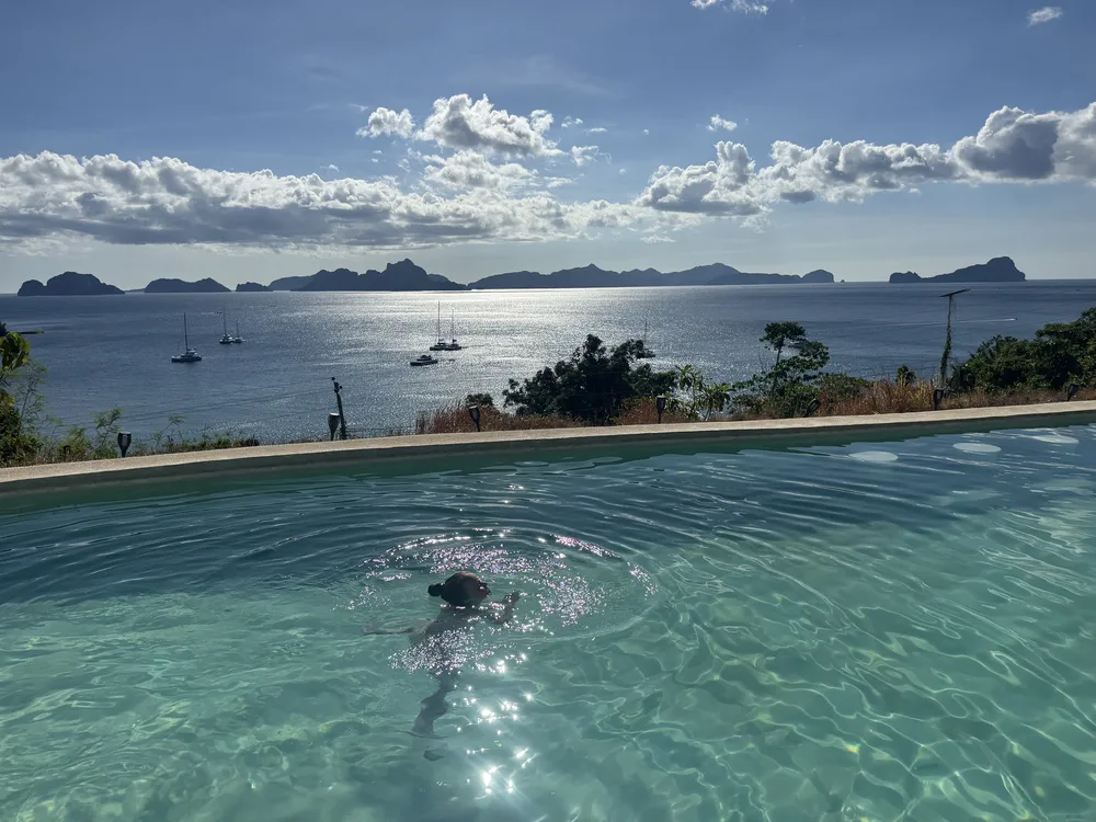 Our daughter swimming in the pool at El Nido Bayview Resort
