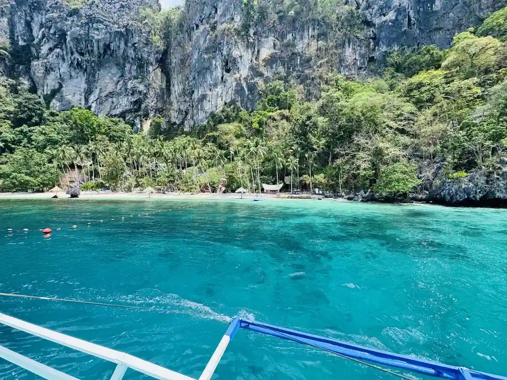 View of El Nido's islands from a traditional banca boat
