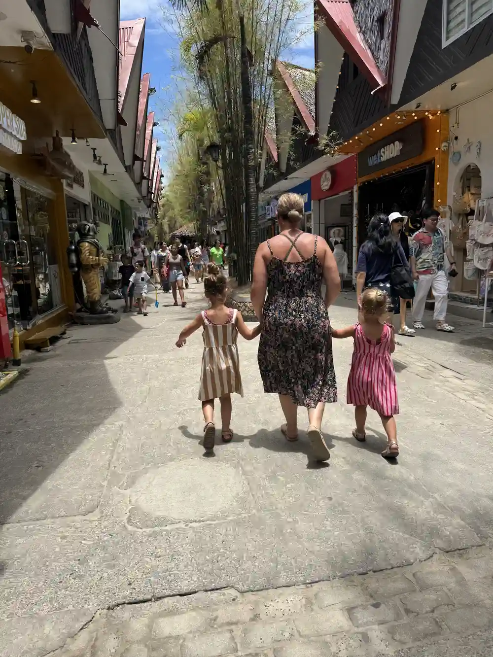 Our family walking through D'Mall in Boracay