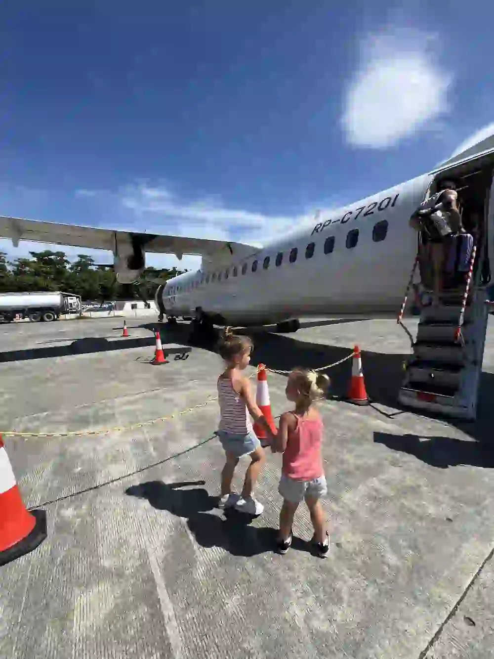 Our daughters at Caticlan Airport