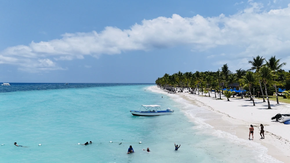 Aerial view of Dumaluan Beach near Bohol Beach Club in Bohol