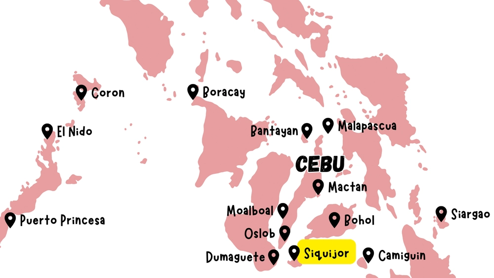 Map of the Philippines with Siquijor highlighted
