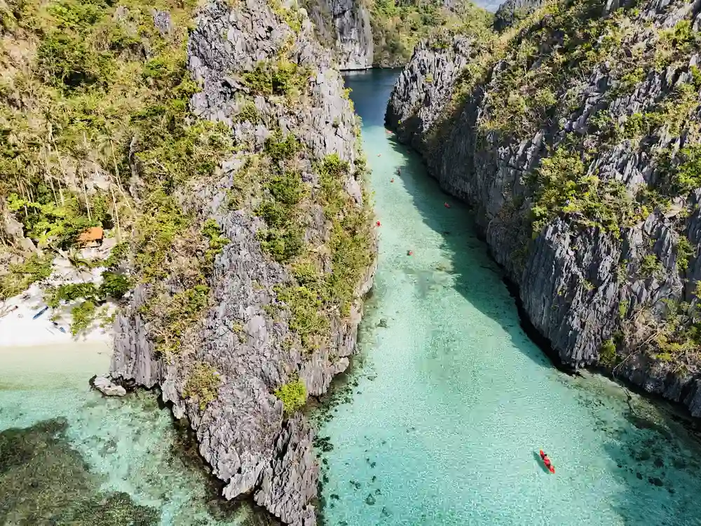 Aerial view of Big Lagoon in El Nido, Philippines
