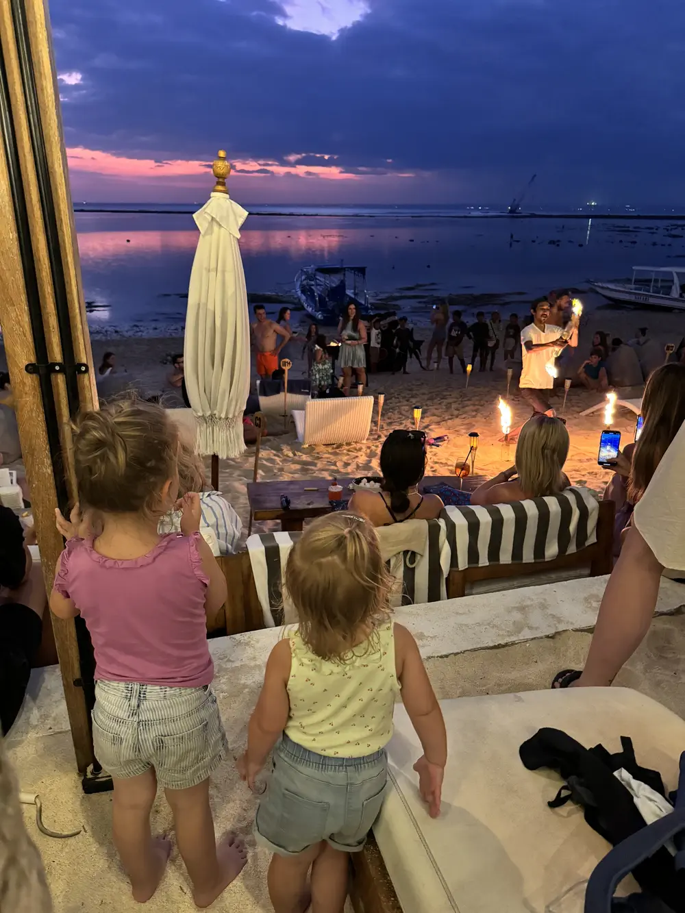 Sunset and beach campfire at Ohana's Beachfront Resort in Nusa Lembongan