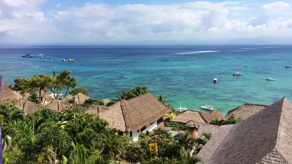 View over Jungut Batu from the villas on Nusa Lembongan